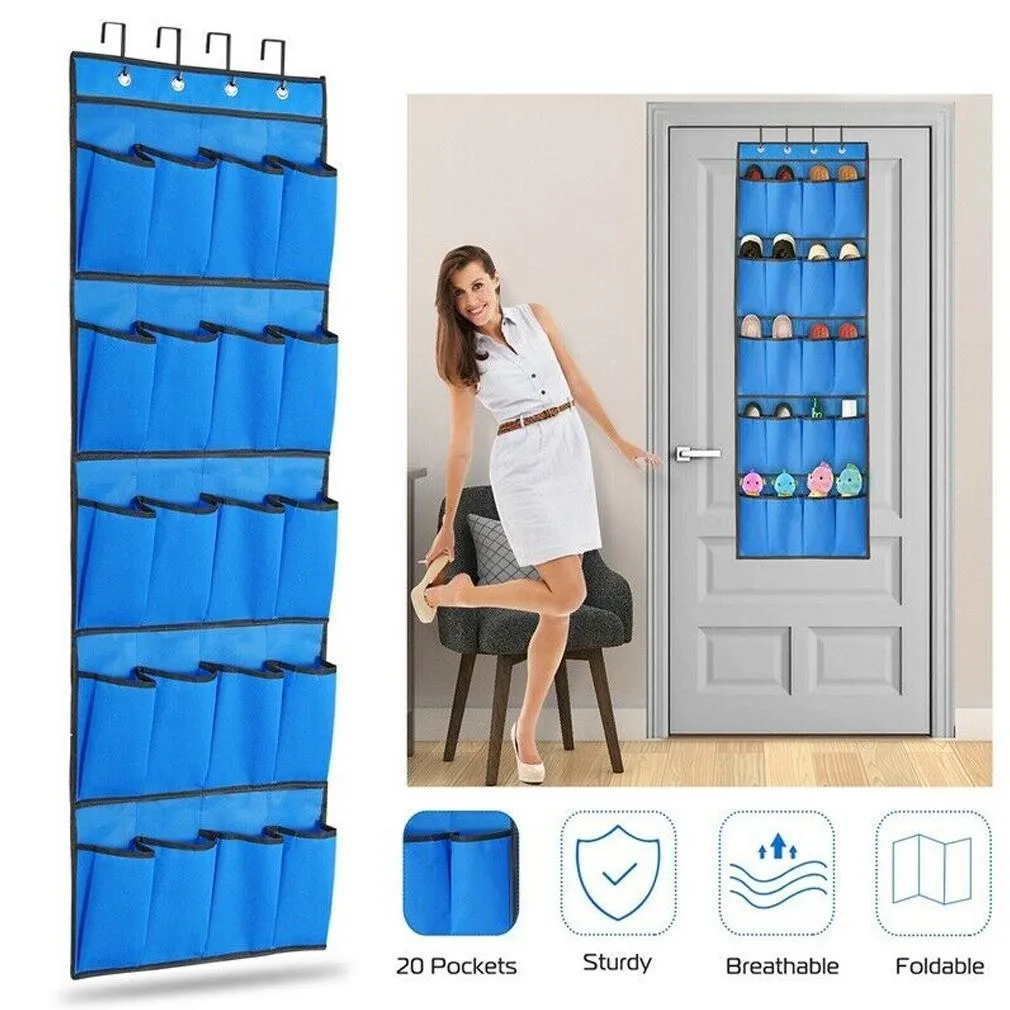 20 Pocket: Over the Door Shoe Rack Organizer