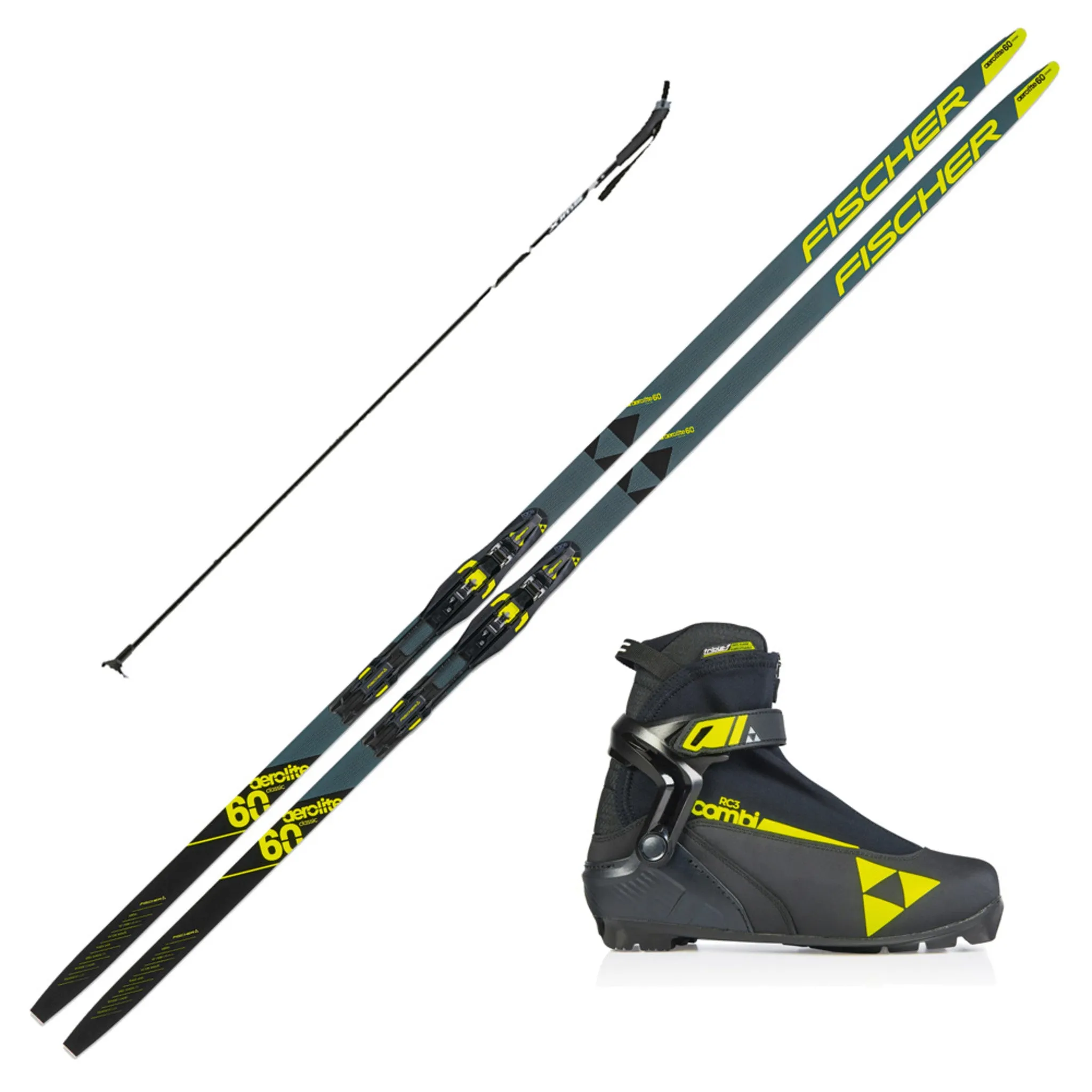 2023 Fischer Aerolite Classic 60 Skis w/ Fischer RC3 Combi Boots and Poles