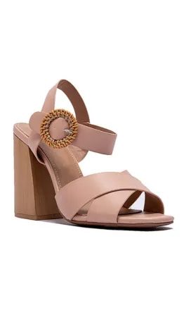 Ankle Strap Wicker Wedge Sandal - Nude - Final Sale