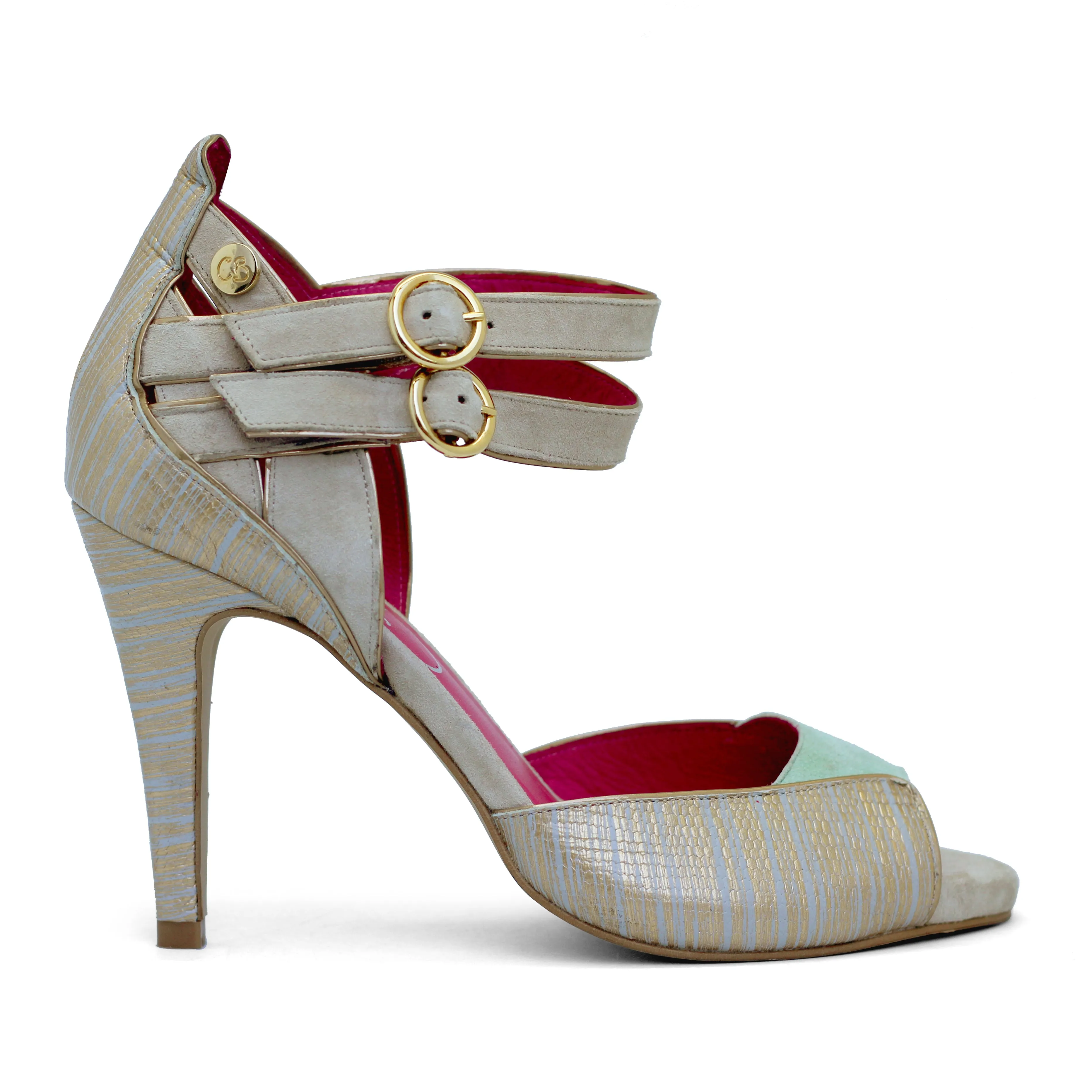 Argent - Soft gold/Aqua high heel sandal