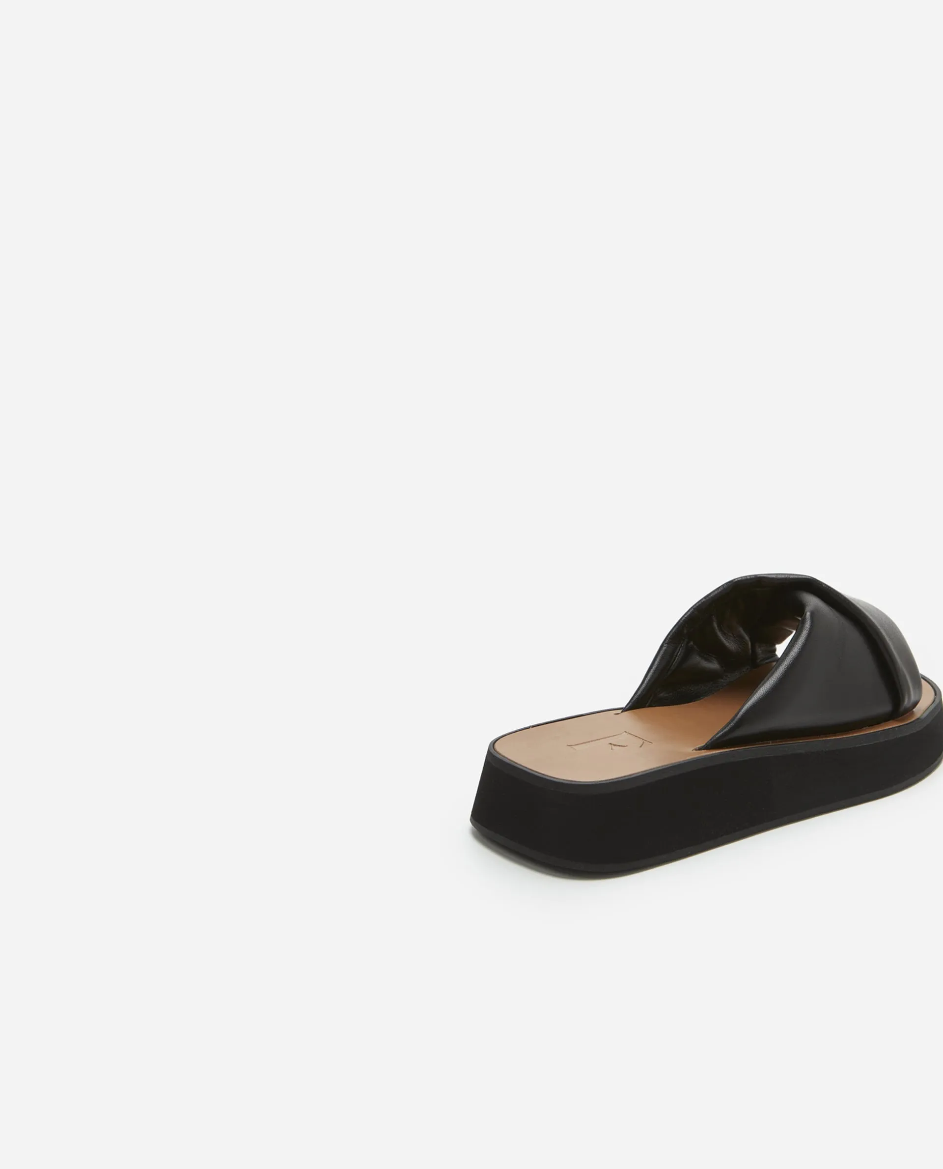 Bea Black Leather Flat Sandals