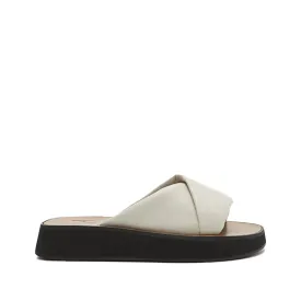 Bea Creme Leather Flat Sandals