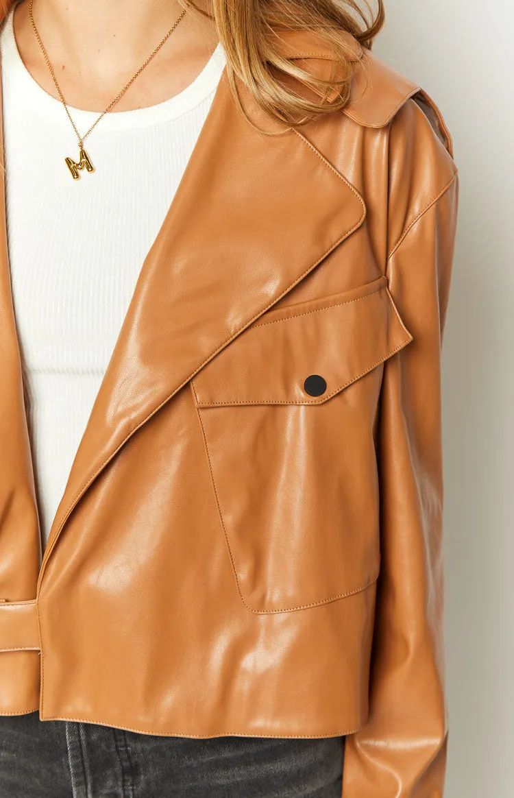 Blaze Bolt Tan PU Leather Jacket