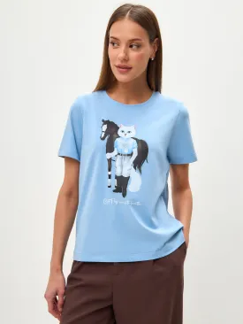 Blue Printed T-shirt RIDER CAT