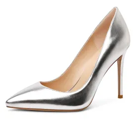 CASTAMERE Womens Basic High Heels Pumps Slip On Pointy Toe Stilettos 10CM Heel