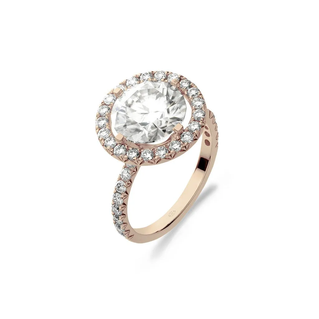 Diamond2 Solitaire Halo Ring with embellished band