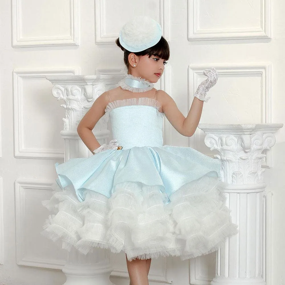 Dreamy Blue Princess Dress Classic Lace Kids' Dress Elegant Girl's Formal Dress