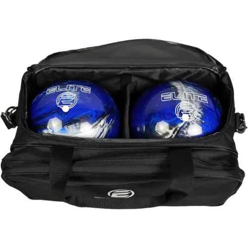 Elite Deluxe 2 Ball Plus Double Tote Bowling Bag with Shoe Storage Pocket