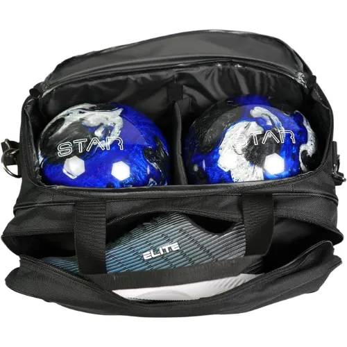 Elite Deluxe 2 Ball Plus Double Tote Bowling Bag with Shoe Storage Pocket