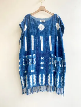 Indigo Shibori Tunic Dress (Cotton)