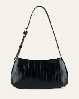 MEGAN SHOULDER BAG BLACK LIZARD LEATHER