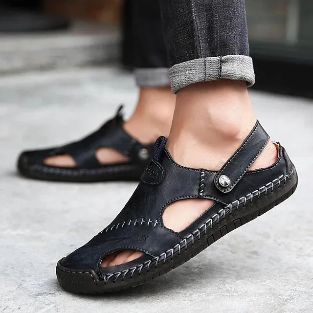 Men's Sandals Cowhide Breathable Casual Beach Walking Shoes