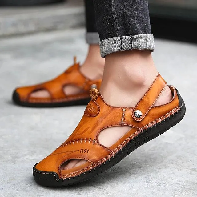 Men's Sandals Cowhide Breathable Casual Beach Walking Shoes