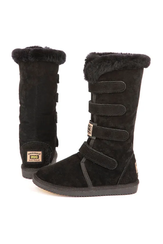 Original UGG Australia Velcro Black Sheepskin Boots