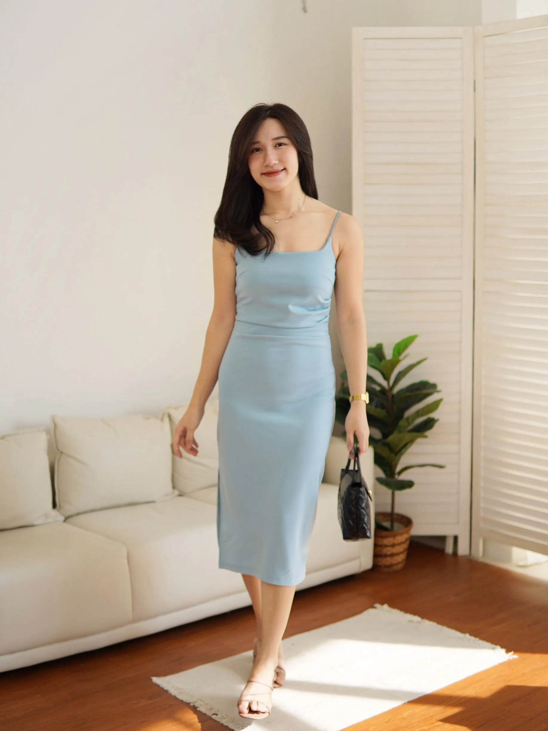 Straight Neck Slip Midi Dress