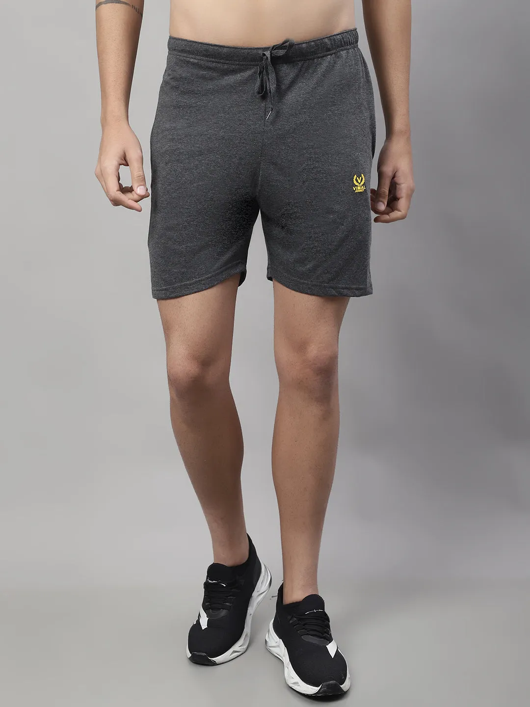 Vimal Jonney Anthracite Regular fit Cotton Shorts for Men