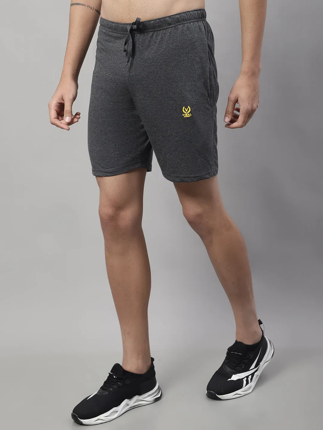 Vimal Jonney Anthracite Regular fit Cotton Shorts for Men