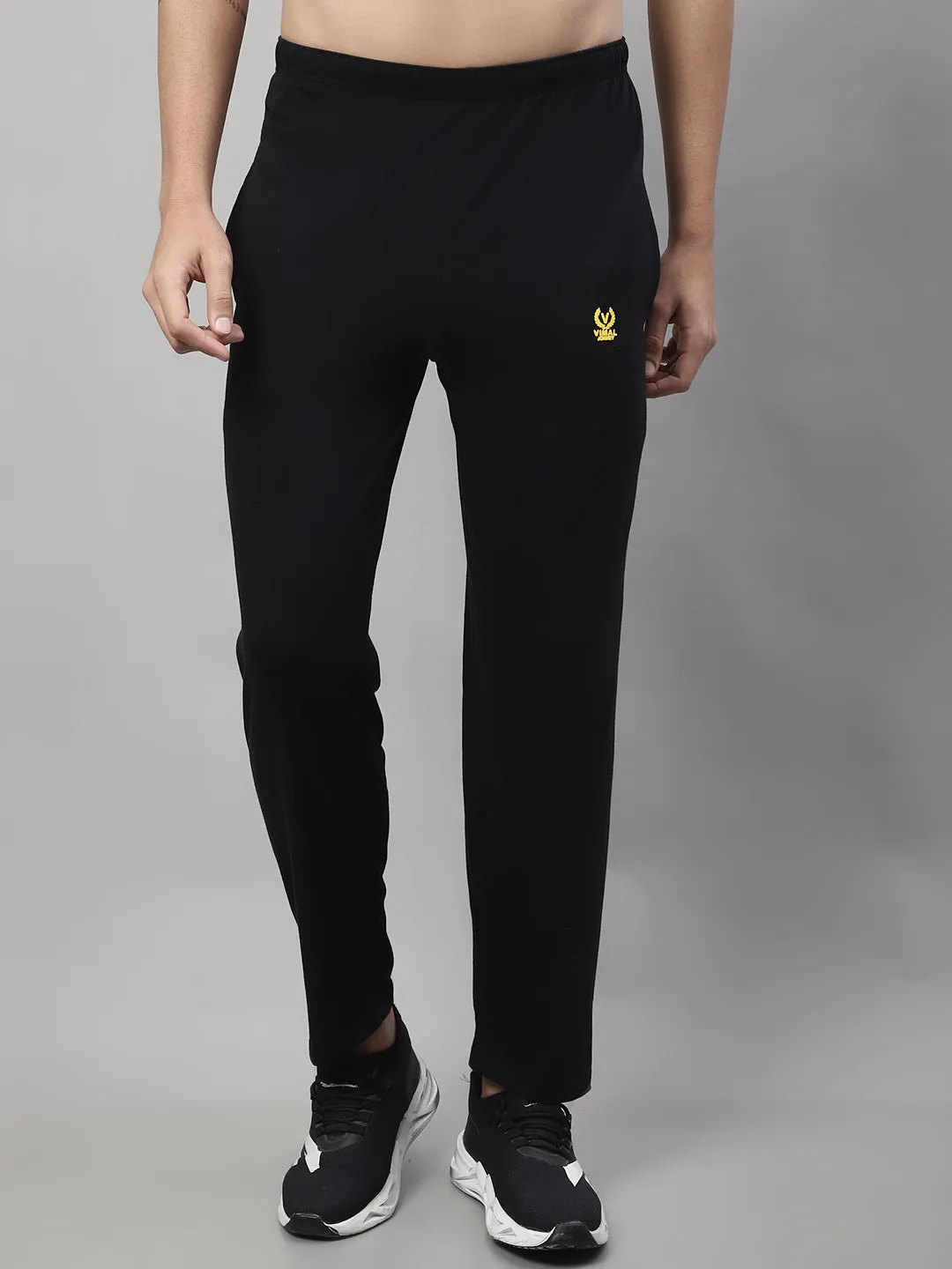 Vimal Jonney Black Regular fit Cotton Trackpant for Men