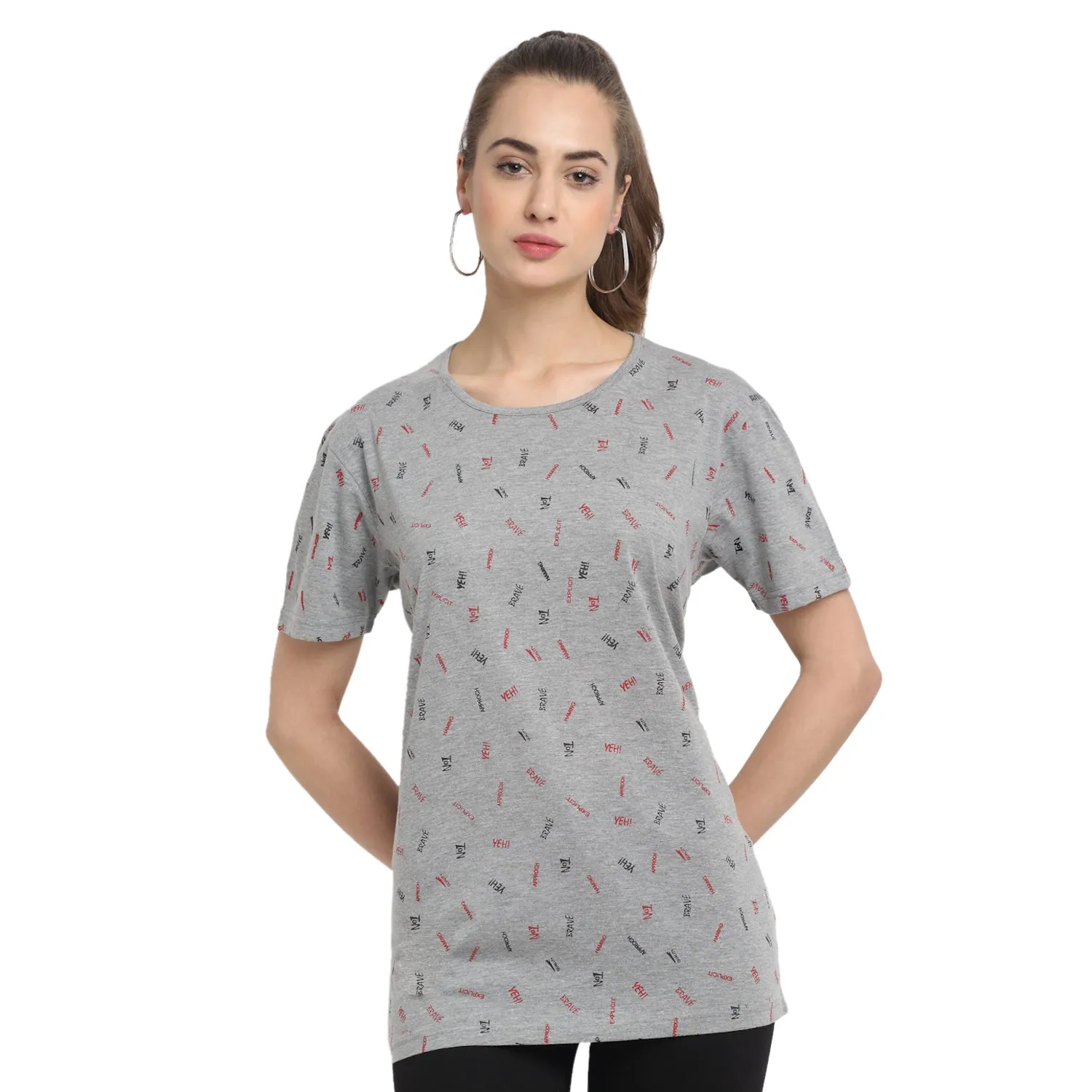 Vimal Jonney Grey Half Sleeve T-shirt For Women's