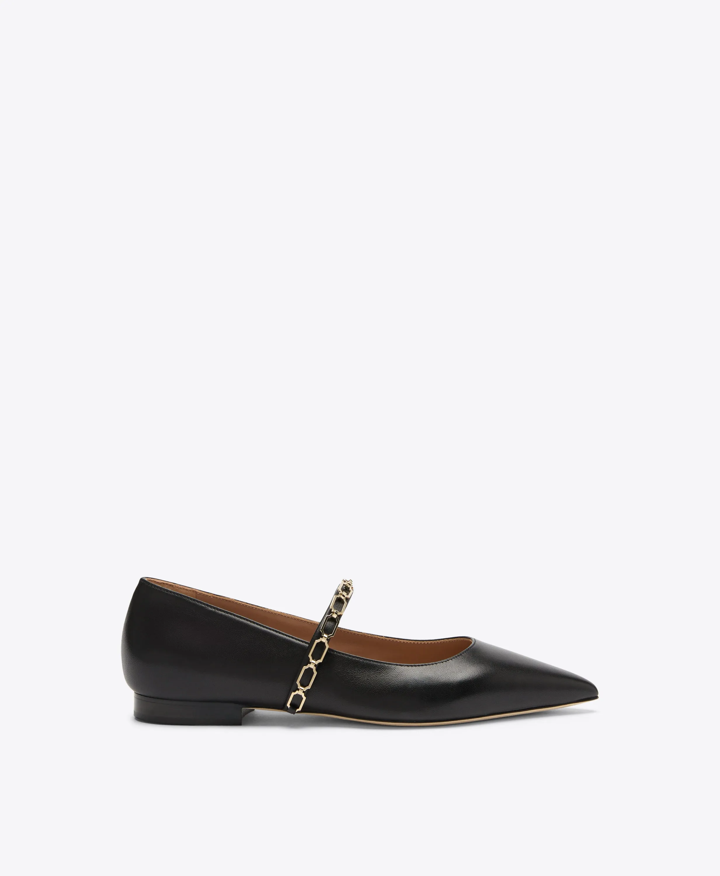 Virna Black Leather Flat Pumps